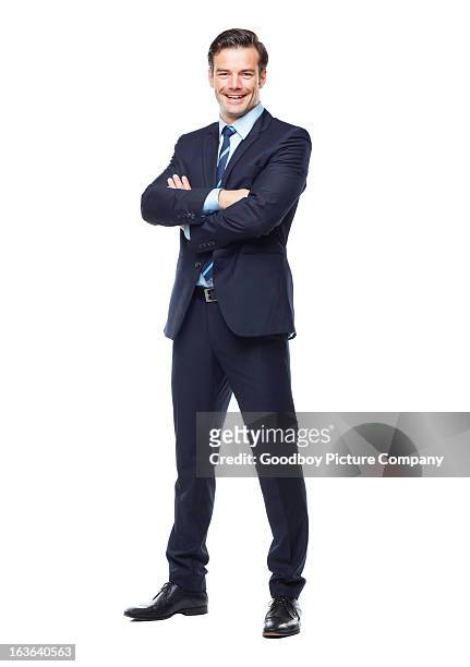 ready for anything in the corporate world! - full body isolated stockfoto's en -beelden