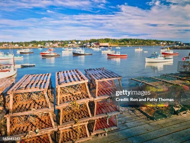 maine fishing village - maine stock pictures, royalty-free photos & images