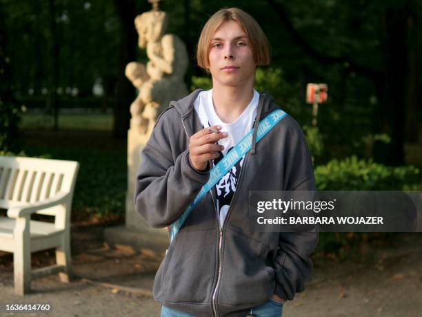 Bogdan Marynenko, 19-year-old construction worker, poses for a photo at Lazienki Park in Warsaw, Poland, on August 2, 2023. The war of Russia against...