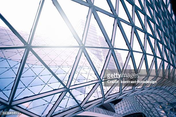 steel architecture around clear glass windows - koepel stockfoto's en -beelden