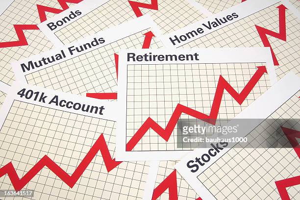 retirement charts background - mutual fund stock pictures, royalty-free photos & images