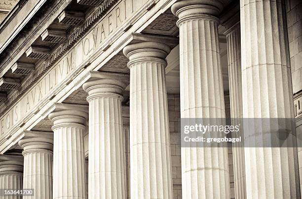 columns at édifice ernest-cormier in montreal, quebec - pillar canada stock pictures, royalty-free photos & images
