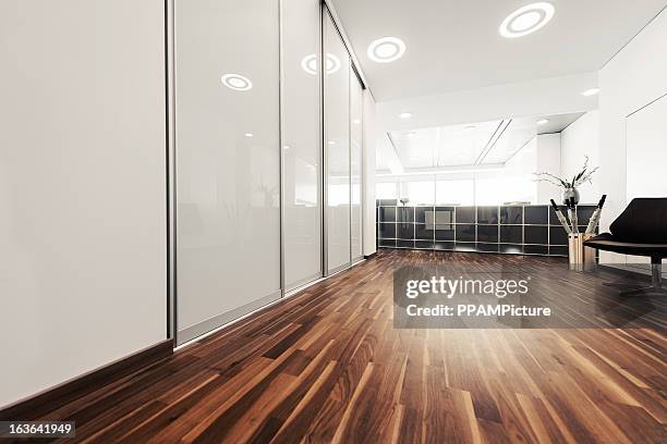 empty modern office reception - office ceiling lighting stock pictures, royalty-free photos & images