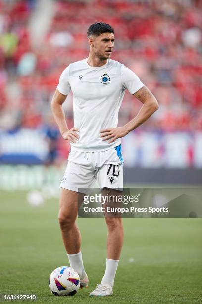 Roman Yaremchuk of Club Brugge KV looks on prior the UEFA Conference League Qualifying Play-Offs: First Leg match between CA Osasuna and Club Brugge...