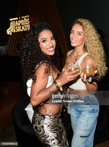 Janina Gordillo and Jena Frumes attend Rémy Martin x Usher's "4 On The Floor" Skate Event at Playa Studios on August 23, 2023 in Culver City,...