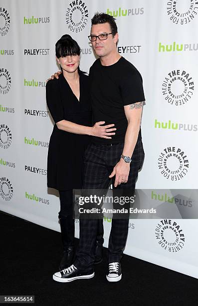 Actress Pauley Perrette and Thomas Arklie arrive at the 30th Annual PaleyFest: The William S. Paley Television Festival featuring "The Big Bang...