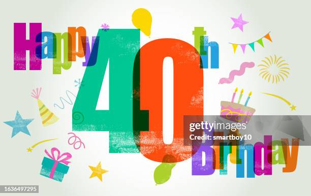 stockillustraties, clipart, cartoons en iconen met happy 40th birthday - happy birthday banner