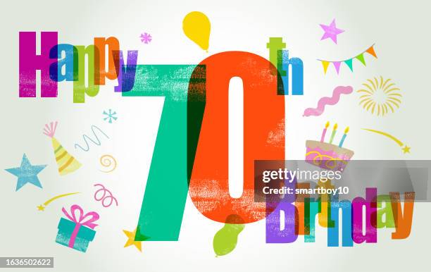 stockillustraties, clipart, cartoons en iconen met happy 70th birthday - happy birthday banner