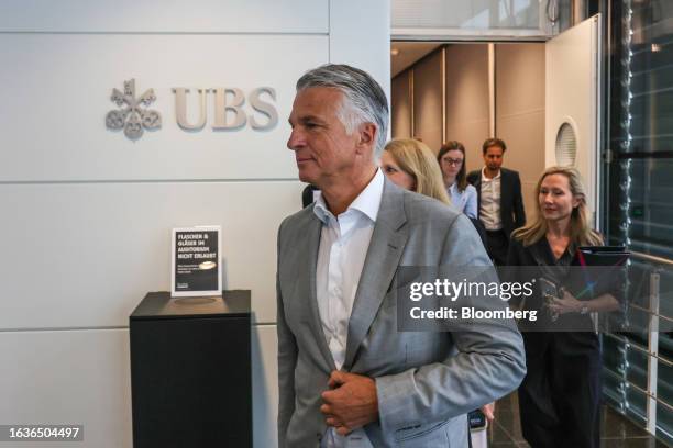 Sergio Ermotti, chief executive officer of UBS Group AG, following an earnings news conference in Zurich, Switzerland, on Thursday, Aug. 31, 2023....