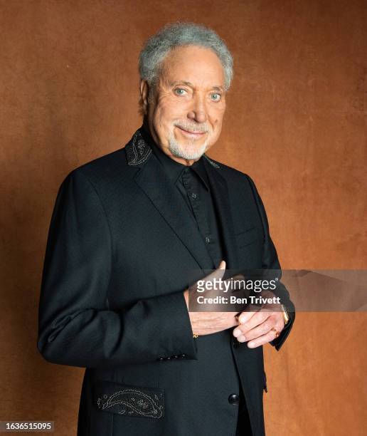 Tom Jones poses for People Magazine at the Willie Nelson 90th Birthday Celebration at the Hollywood Bowl on April 30, 2023 in Los Angeles, CA.