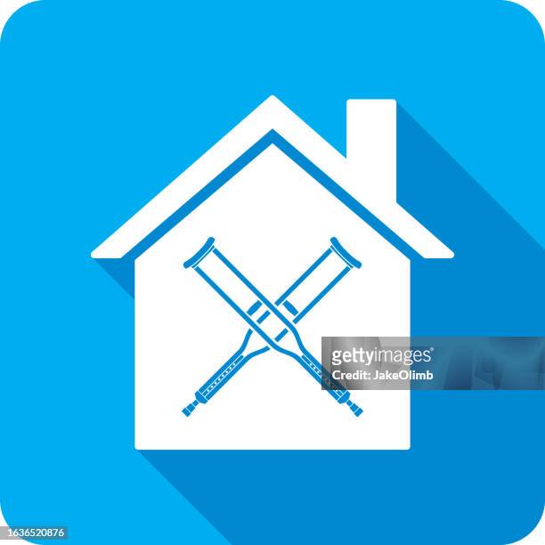 house crutches x icon silhouette - limping stock illustrations
