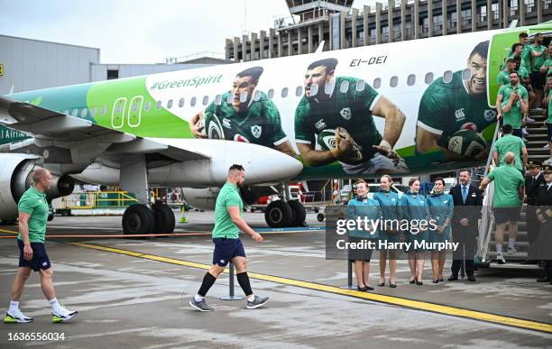 Dublin , Ireland - 31 August 2023; Andrew Porter pictured at Dublin Airport ahead of Ireland's flight to France for the 2023 Rugby World Cup.