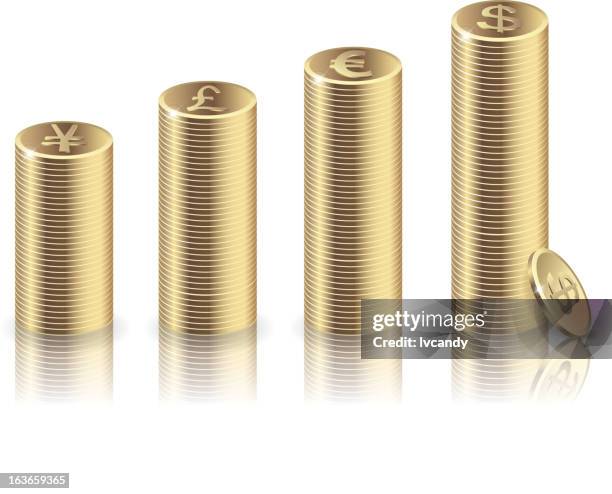 gold coin - comparing notes stock illustrations