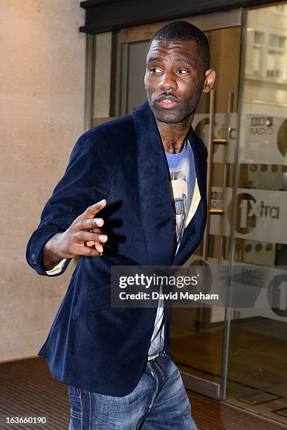 Wretch 32 sighted at BBC Radio One for Comic Relief on March 14, 2013 in London, England.