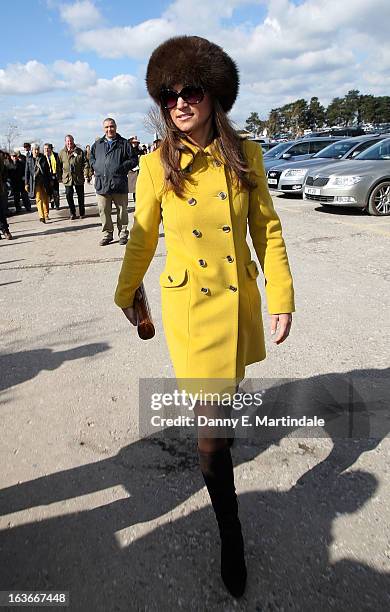 Pippa Middleton attends day 3 of the Cheltenham Festival at Cheltenham Racecourse on March 14, 2013 in Cheltenham, England.