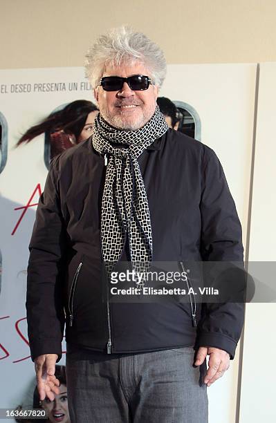 Director Pedro Almodovar attends 'Los Amantes Pasajeros' photocall at Residence Ripetta on March 14, 2013 in Rome, Italy.
