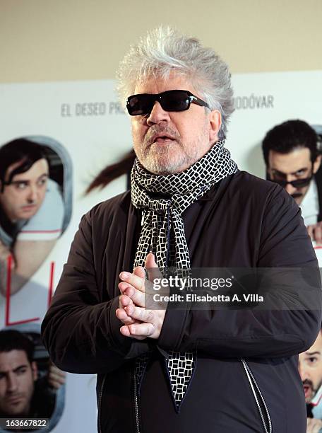 Director Pedro Almodovar attends 'Los Amantes Pasajeros' photocall at Residence Ripetta on March 14, 2013 in Rome, Italy.