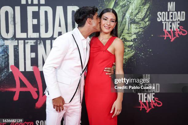 Oscar Casas and Candela Gonzalez attends the film premiere of "Mi Soledad Tiene Alas" at Kinepolis Cinema on August 24, 2023 in Madrid, Spain.