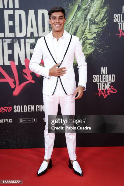 Actor Oscar Casas attends the film premiere of "Mi Soledad Tiene Alas" at Kinepolis Cinema on August 24, 2023 in Madrid, Spain.