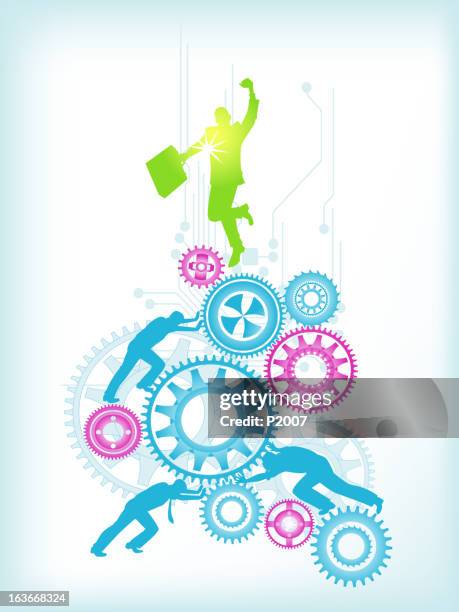 teamwork success - difference machine stock illustrations