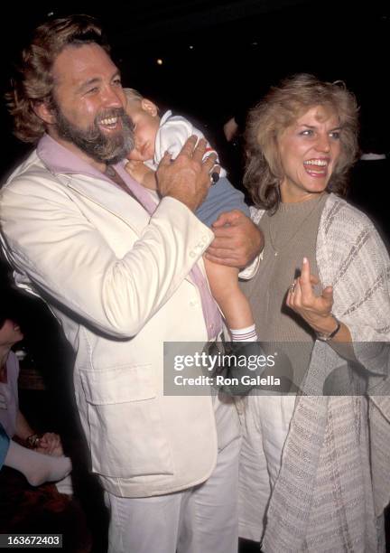 Actor Dan Haggerty, wife Samantha and son Dylan on March 21, 1985 sighting at the Beverly Hills Hotel in Beverly Hills, California.