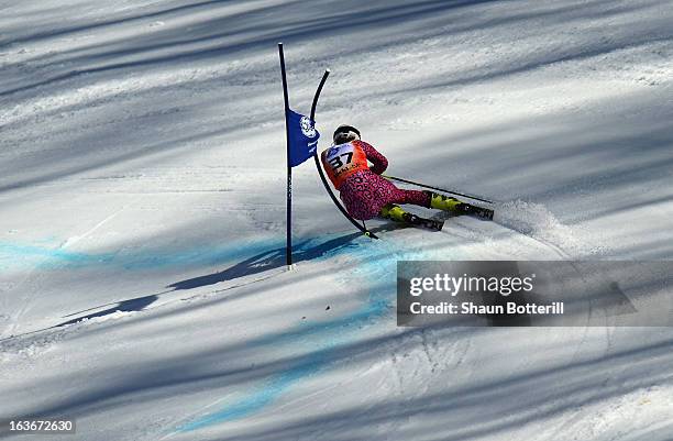 Macarena Simari Birkner of Argentina competes in the Ladies' Giant Slalom at Rosa Khutor Alpine Center on March 14, 2013 in Sochi, Russia.