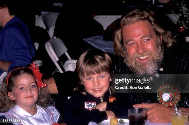 Actor Dan Haggerty, daughter Megan and son Dylan attend the 58th Annual Hollywood Christmas Parade on November 27, 1989 at the KTLA Studios in...