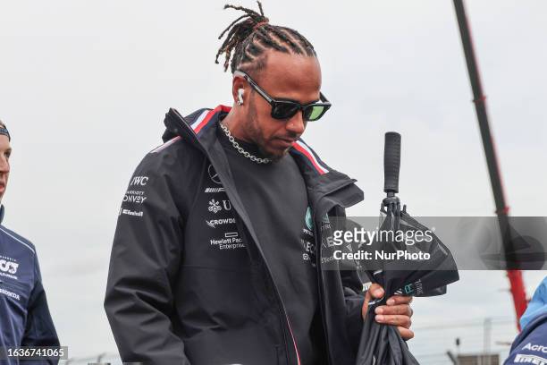 Lewis Hamilton of Great Britain as seen at the Drivers' Parade ahead of the race. Hamilton is driving the racing car no 44 a W14 of Mercedes AMG...