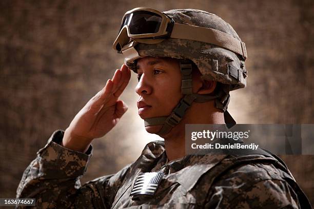 american soldier saluting - african american soldier bildbanksfoton och bilder