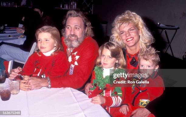 Actor Dan Haggerty, wife Samantha, son Dylan, daughter Megan and son Cody attend the 60th Annual Hollywood Christmas Parade on December 1, 1991 at...