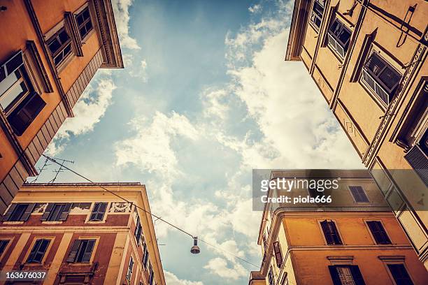 typical buildings of testaccio distric, rome - testaccio roma stock pictures, royalty-free photos & images