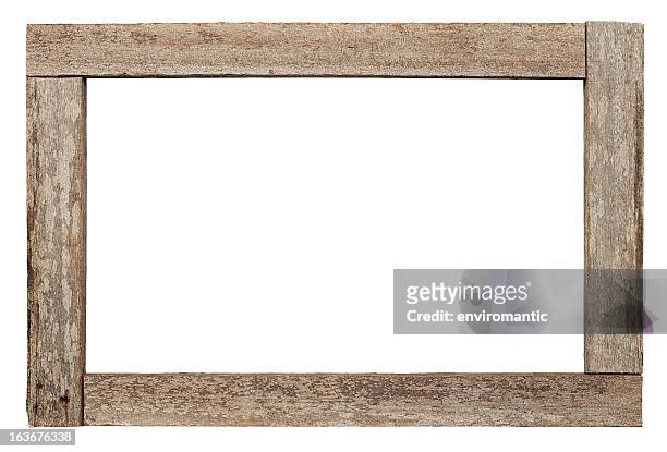 old weathered natural wood border. - wood frame stock pictures, royalty-free photos & images