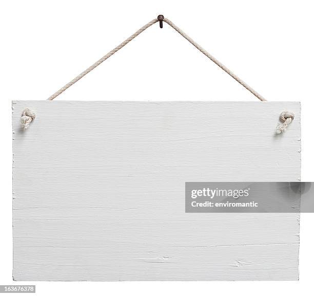 old weathered white wood signboard. - string stock pictures, royalty-free photos & images
