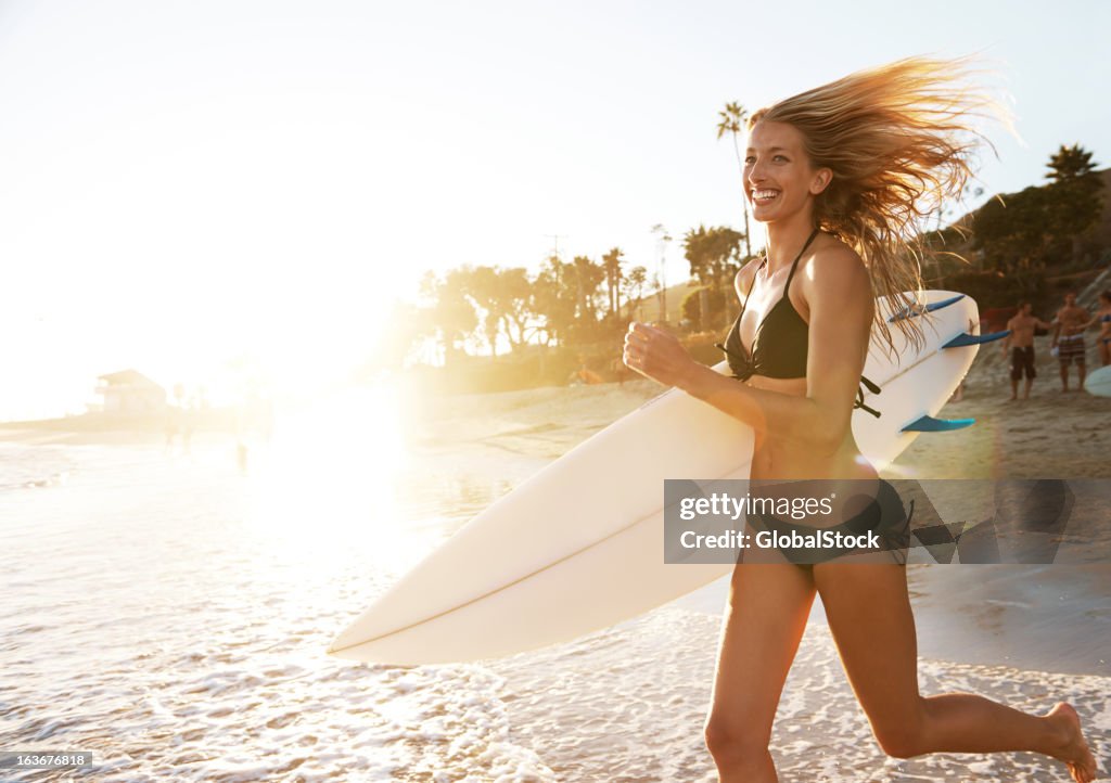 Bounding beach babe