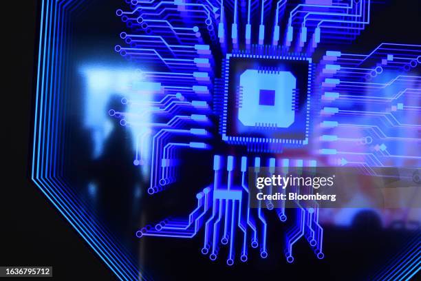 Digital display representing an AI-powered neural quantum processor in the Samsung Electronics Co. Hall at the IFA Consumer Electronics and Home...