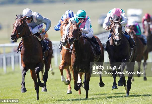 Irish Jockey Richard Hughes riding Great Hall winning the Lloyds TSB For The Journey Maiden Stakes at Newmarket July Course, 7th June 2013. Placed...