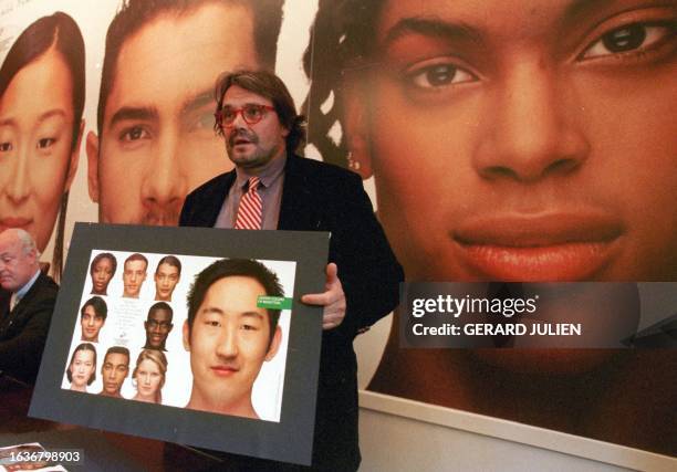 Benetton's photographer Oliviero Toscani displays 13 March in Rome the group's new international advertising campaign inspired by the 50th...