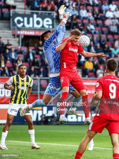 Fenerbahce goalkeeper Irfan Can Egribayat, Max Bruns of FC Twente during the UEFA Conference League play-offs match between FC Twente and Fenerbahce...