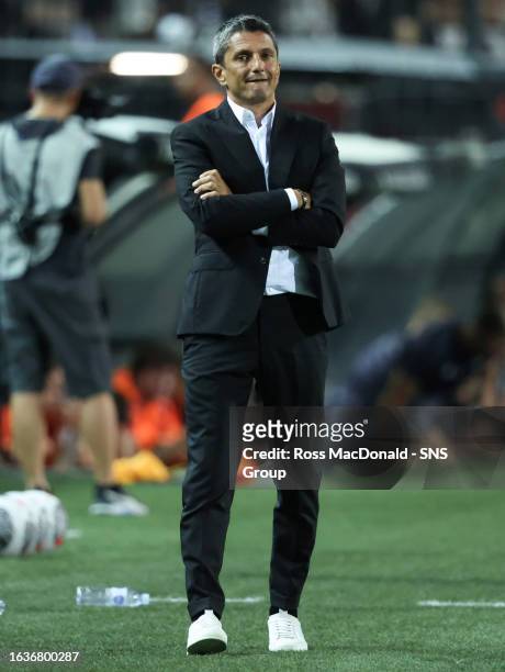 Manager Razvan Lucescu during a UEFA Europa Conference League play-off second leg match between PAOK and Heart of Midlothian at the Toumba Stadium,...