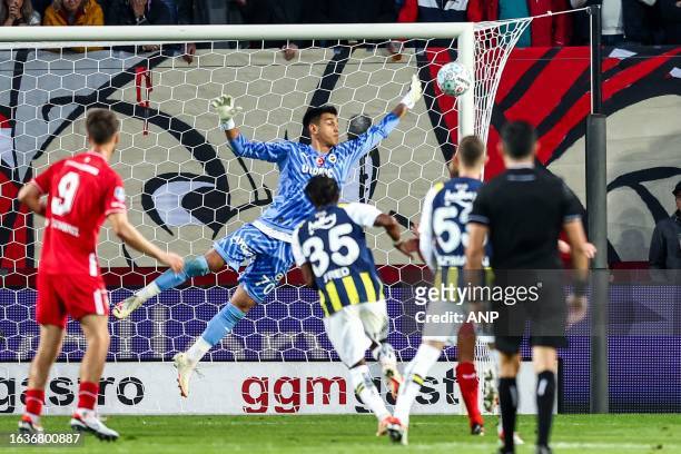 Save of Fenerbahce goalkeeper Irfan Can Egribayat during the UEFA Conference League play-offs match between FC Twente and Fenerbahce SK at Stadion De...