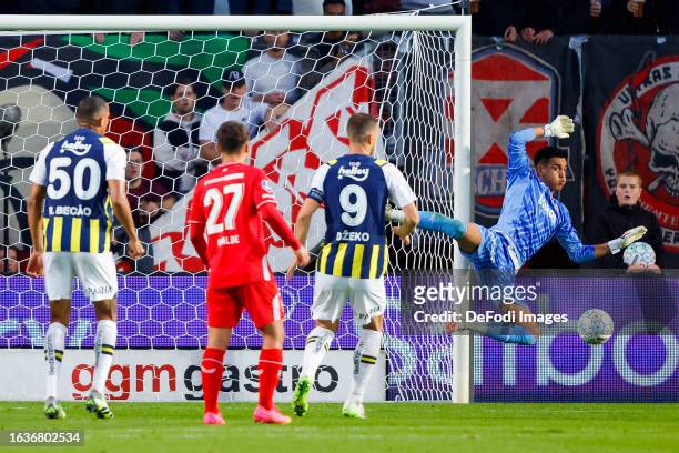 Irfan Can Egribayat of Fenerbahce controls the ball during the UEFA Europa Conference League: Play Off Round Second Leg match between FC Twente and...