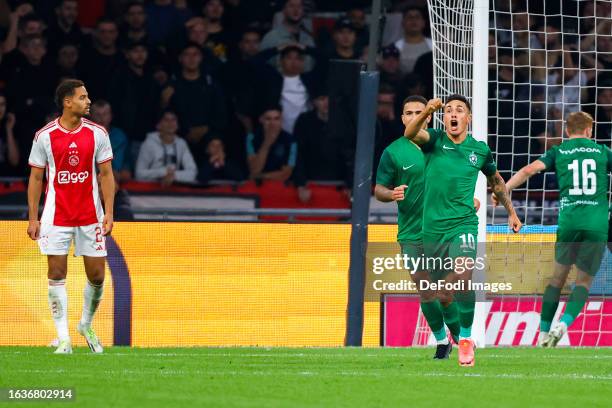 Matias Tissera of PFC Ludogorets Razgrad celebrates after scoring his teams 0-1 goal during the UEFA Europa League - Play Off Round Second Leg match...