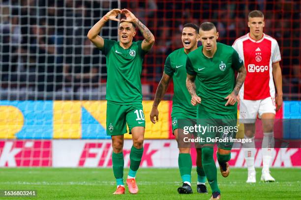 Matias Tissera of PFC Ludogorets Razgrad celebrates after scoring his teams 0-1 goal during the UEFA Europa League - Play Off Round Second Leg match...