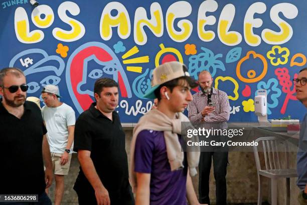 Lunch time crowd at Grand Central Market on Thursday, Aug. 31, 2023 in Los Angeles, CA. COVID-19 making a comeback in California.