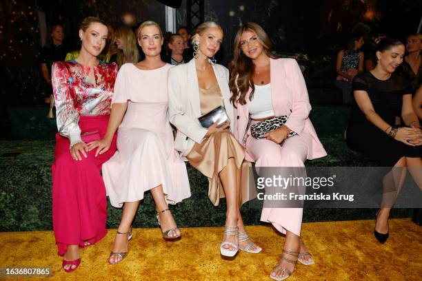 Lady Eliza Spencer, Lady Amelia Spencer, Leonie Hanne and Farina Opoku during the Marc Cain Fashion Show to celebrate their 50th anniversary at Marc...