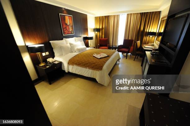 By Nasir Jaffry This picture taken on December 24, 2008 shows a re-furnished room at the Islamabad Marriott hotel ahead of its soft re-opening. Three...