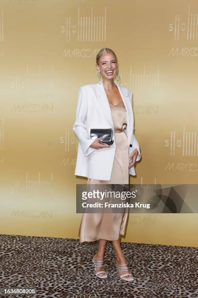 Leonie Hanne during the Marc Cain Fashion Show to celebrate their 50th anniversary at Marc Cain GmbH on August 31, 2023 in Bodelshausen, Germany.