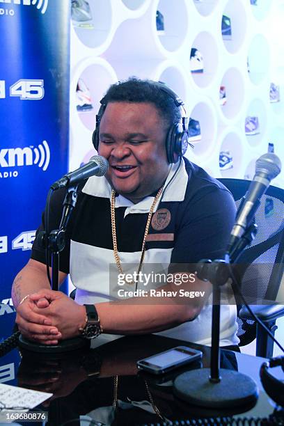 Fred the Godson visits Sway's broadcast of Shade 45 on SiriusXM at Nice Kicks on March 14, 2013 in Austin, Texas.