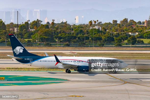 An Aeromexico Boeing 737-852 prepares for takeoff at Los Angeles International Airport at the start of the Labor Day holiday on August 31, 2023 in...