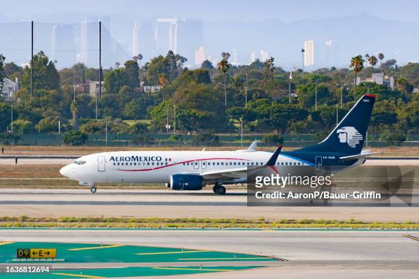 An Aeromexico Boeing 737-852 prepares for takeoff at Los Angeles International Airport at the start of the Labor Day holiday on August 31, 2023 in...